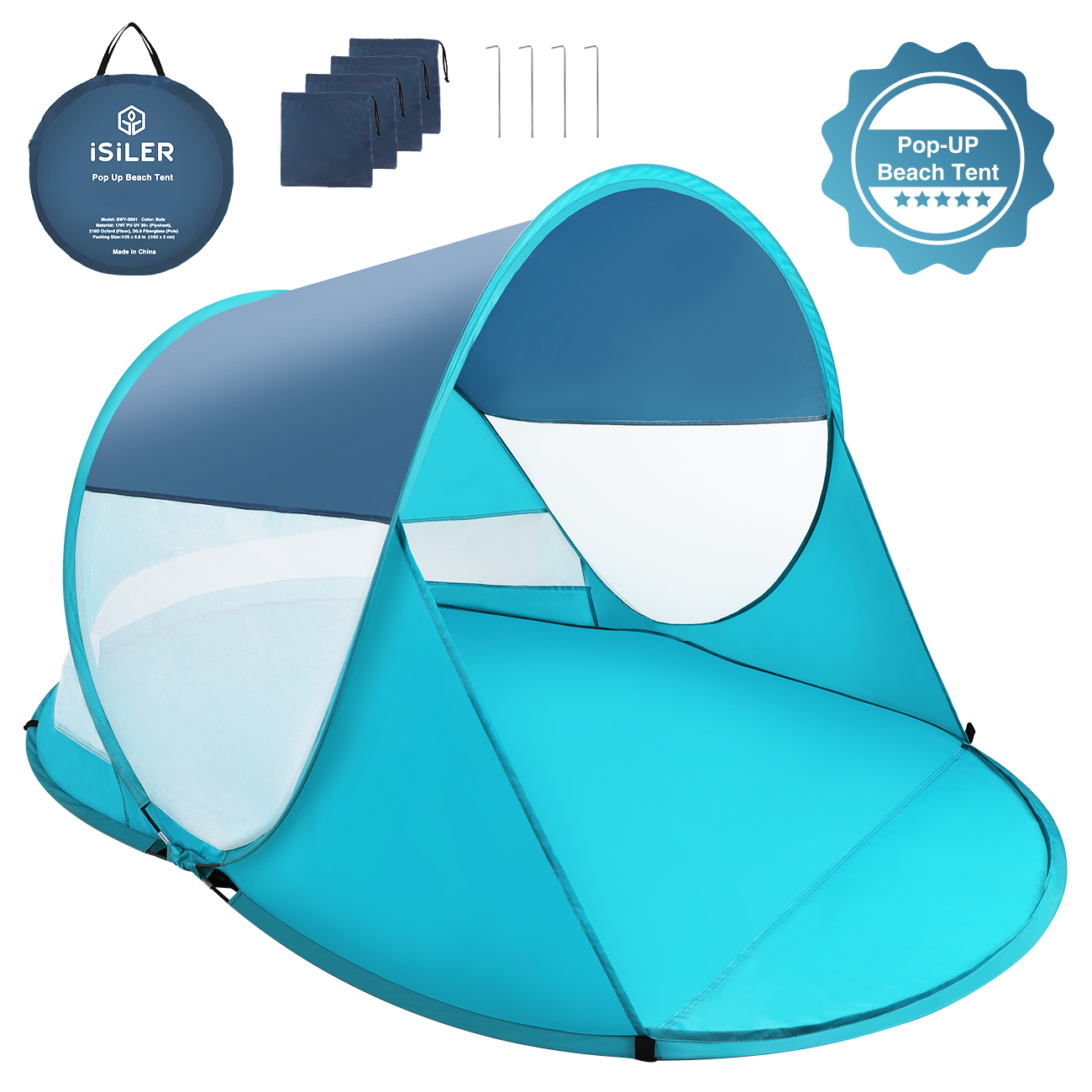 Rated UPF 50+ for UV Sun Protection Fishing Beach Shelter Pop Up Tent for 2-3 People Waterproof Sun Shade for Family Camping Picnic Automatic Instant Pop Up Beach Portable Baby Canopy