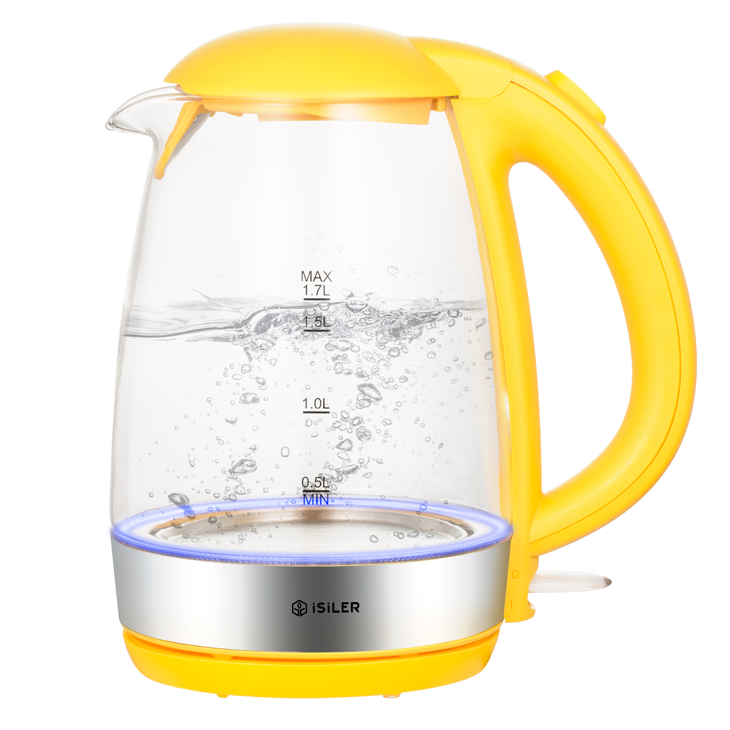 Electric Kettle, 1.7L Glass Boiler Electric Tea Kettle with Blue